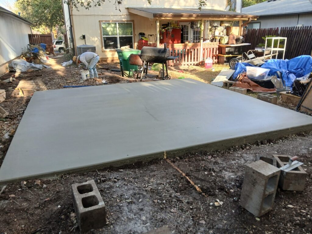 Backyard concrete patio slab, San Antonio area