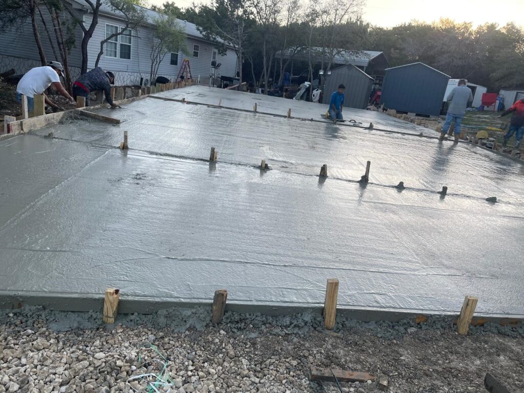 Backyard concrete slab pour, San Antonio area