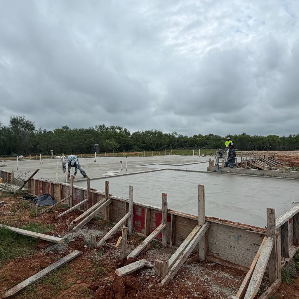 Metal building foundation formed for the pour, San Antonio area